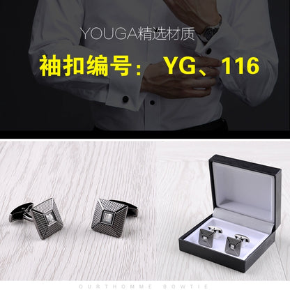 Importé - Boutons de Manchettes Homme - En Argent Brillant