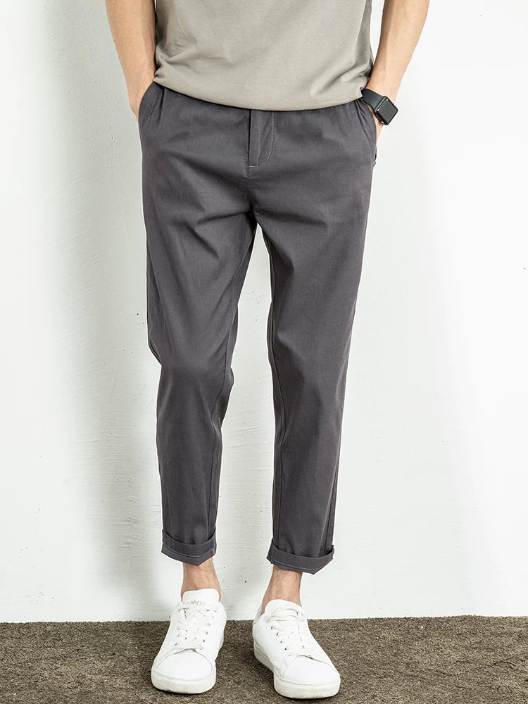 Importé - Pantalon Pur Coton Coupe Slim Homme Décontracté