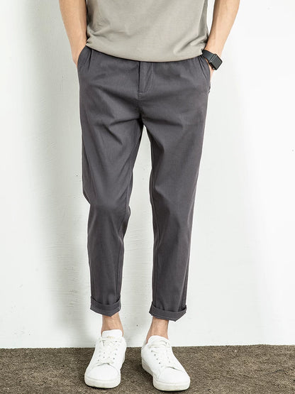Importé - Pantalon Pur Coton Coupe Slim Homme Décontracté