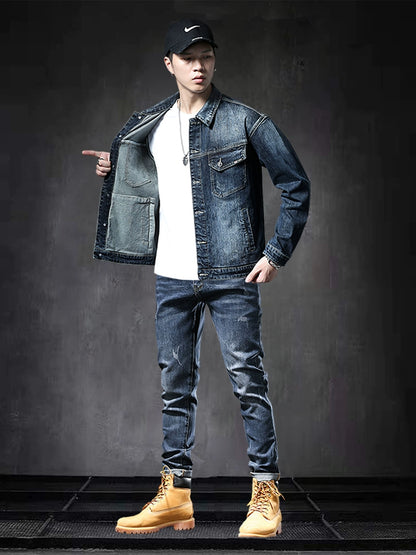 Importé - Jacket Jean Coton Denim Délavé Homme Slim Fit
