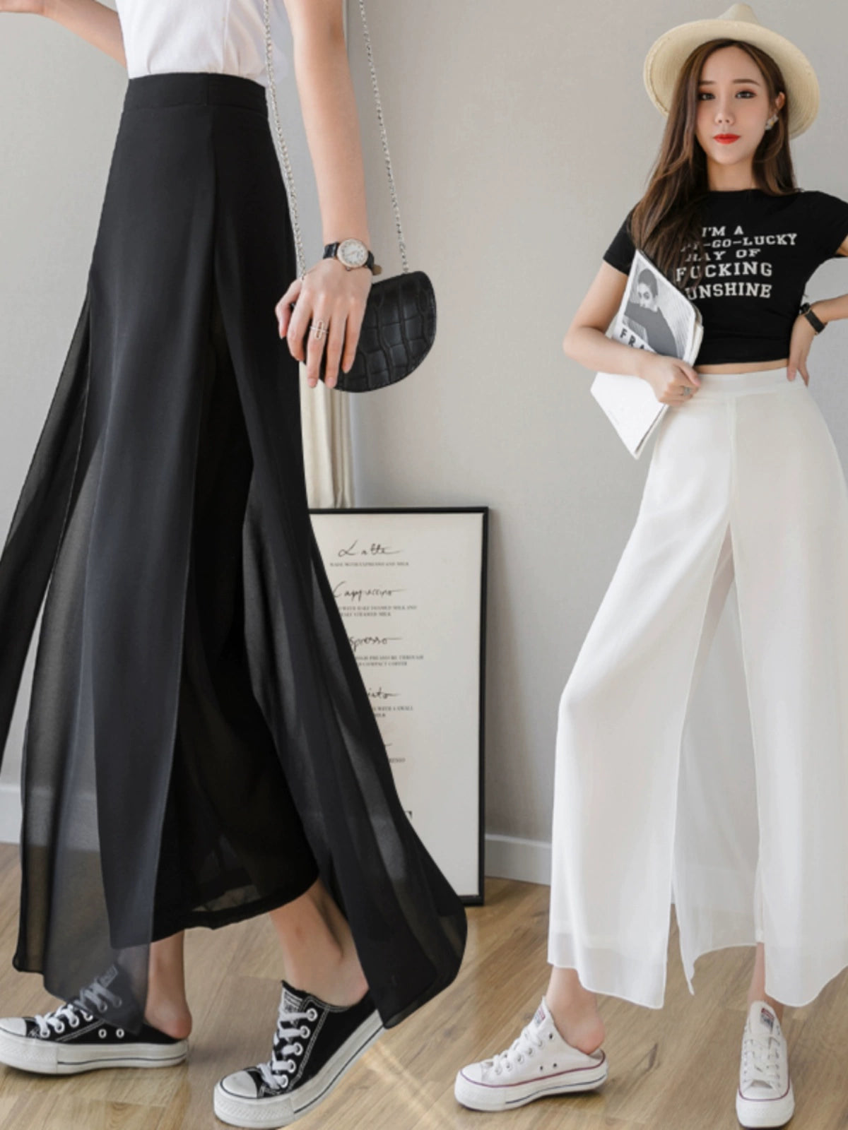 Importé - Pantalon Femme En Mousseline De Soie