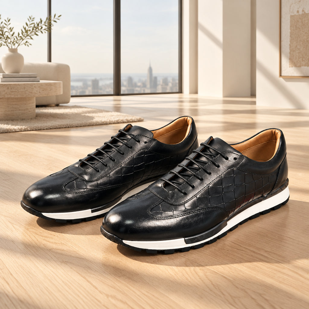 Chaussures Homme en Cuir de Vachette Faites Main Casual à Lacets Grandes Pointures