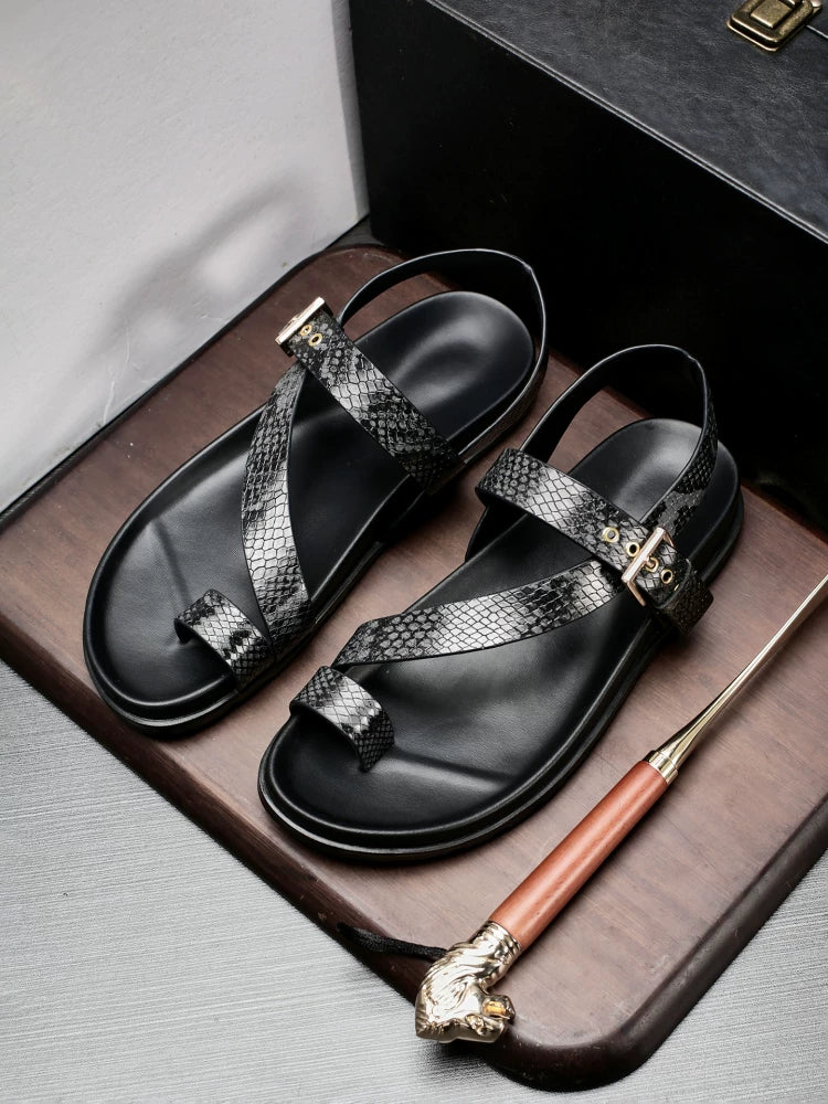 Importé - Chaussure Sandales A Lanières En Cuir Tendance