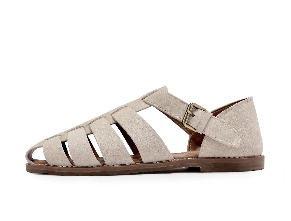 Importé - Chaussure Sandales A Lanières En Cuir Daim