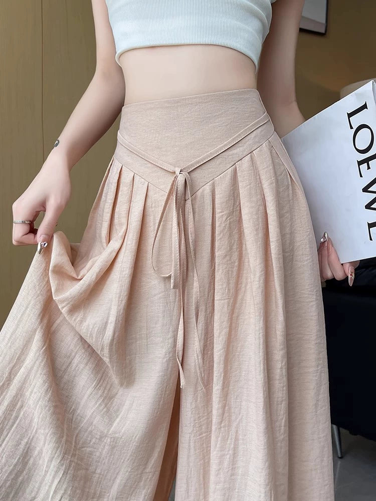 Importé - Pantalon Femme Coton Taille Haute Décontracté