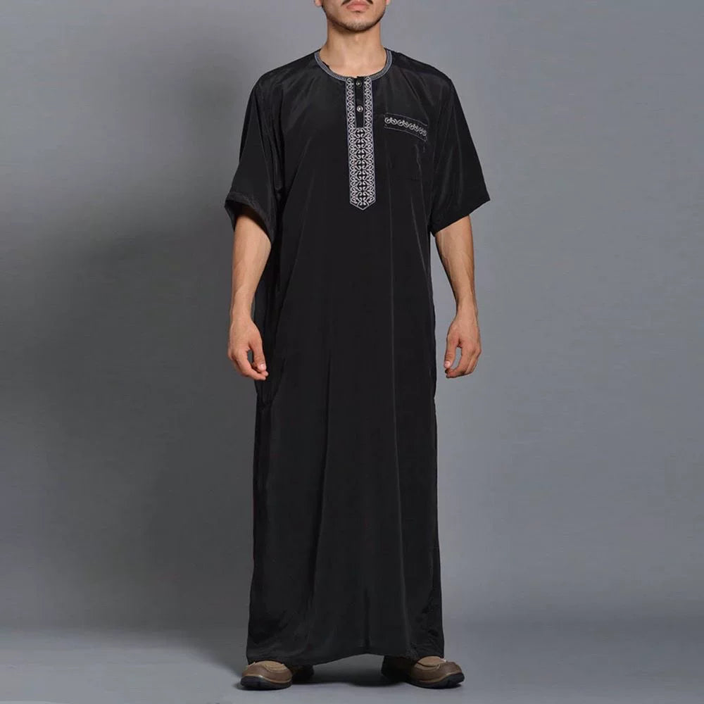 Importé - Boubou Homme Brodé Emirats Manche Courte