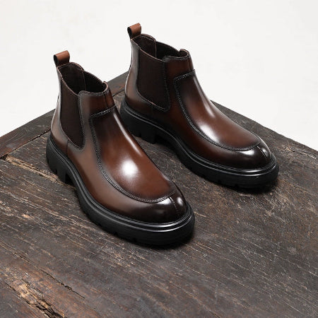 Importé - Chaussure Homme Bottines Britannique À Gaine En Cuir Mat