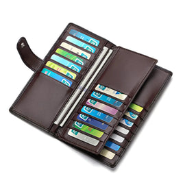 Importé - Portefeuille Mixtes Long Slim en Cuir Véritable
