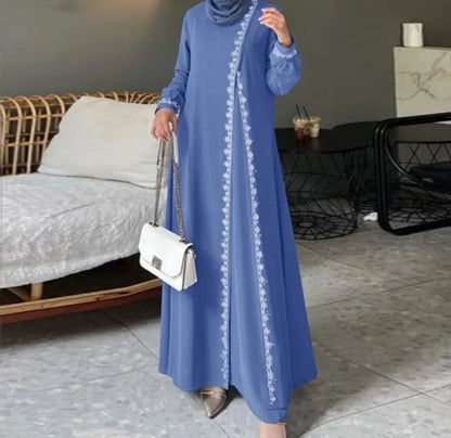 Importé -  Boubou Ample Femme en dentelle Avec Brodé Manches Longues