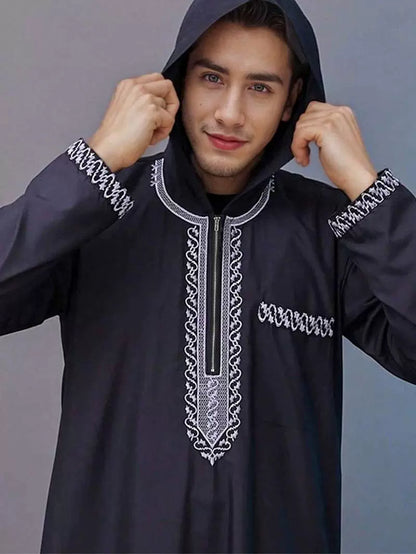 Importé - Boubou Homme Marocain Manches Longues A capuche