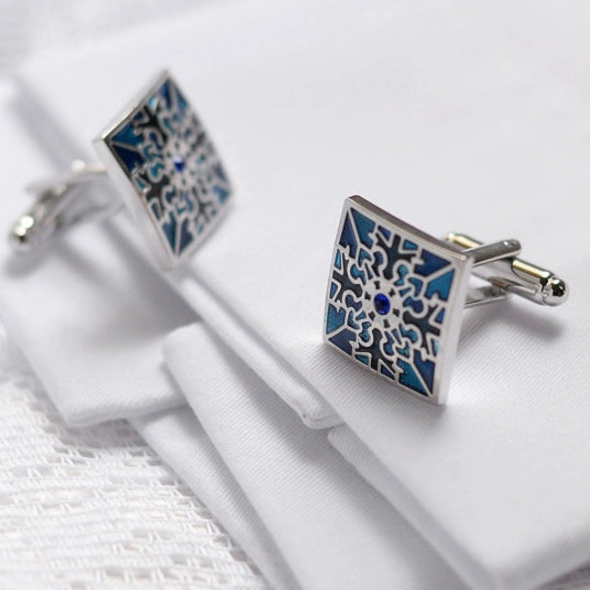 Importé - Boutons de Manchettes Homme - En Argent Brillant