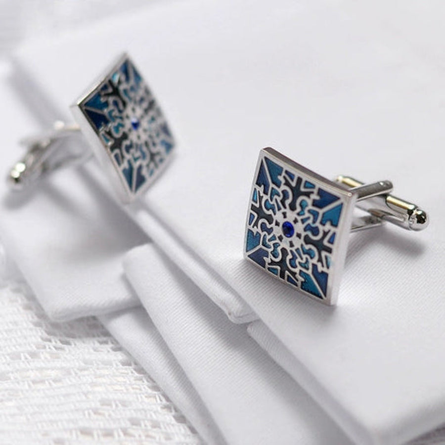 Importé - Boutons de Manchettes Homme - En Argent Brillant