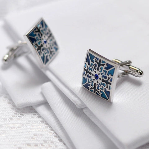 Importé - Boutons de Manchettes Homme - En Argent Brillant