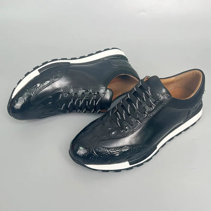 Chaussures Casual Homme en Cuir Véritable à Lacets Détail Métal