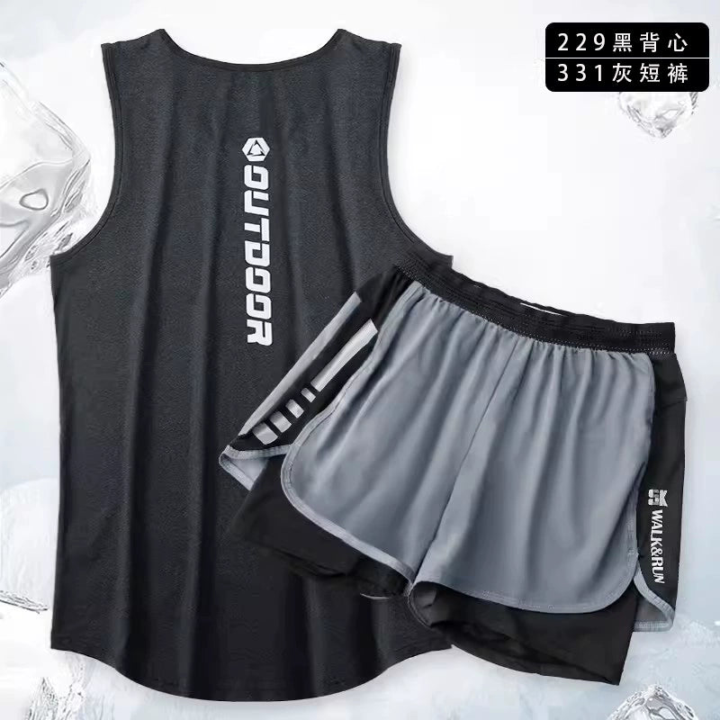 Importé - Ensemble Fitness Sport Homme Gilet + Short