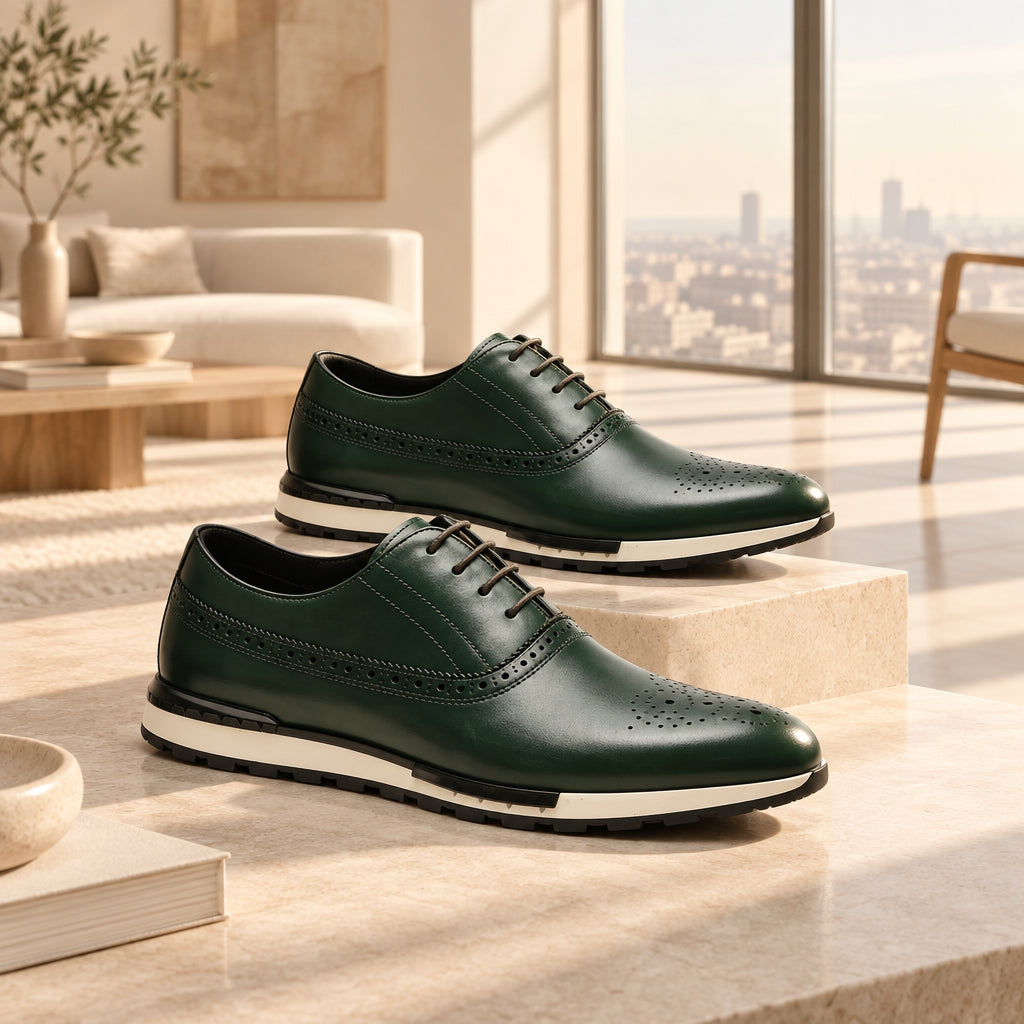 Chaussures Homme en Cuir de Vachette Business Casual à Lacets Semelle Caoutchouc