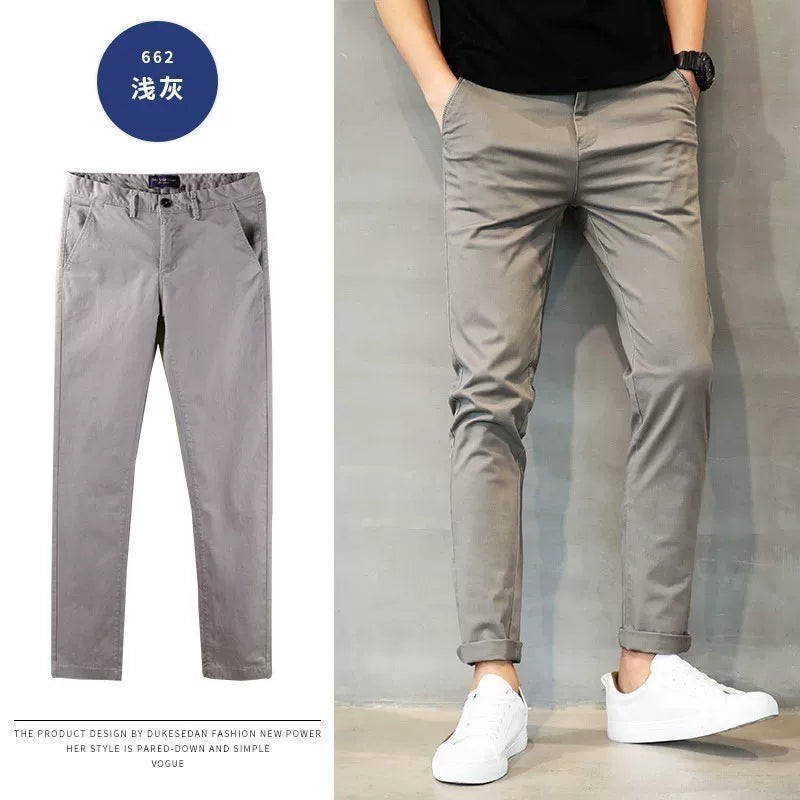 Importé - Pantalon Pur Coton Coupe Slim Homme Décontracté