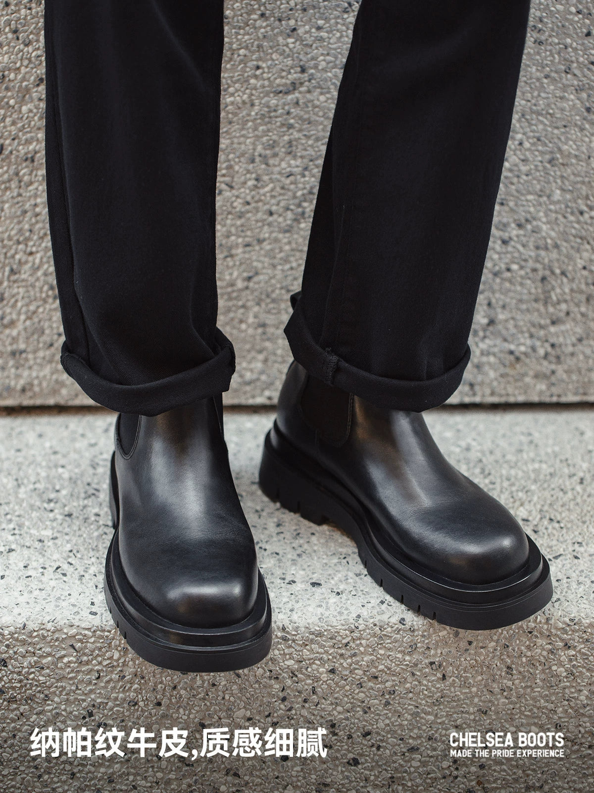 Importé - Chaussure Homme Bottes Chelsea Cuir Rétro
