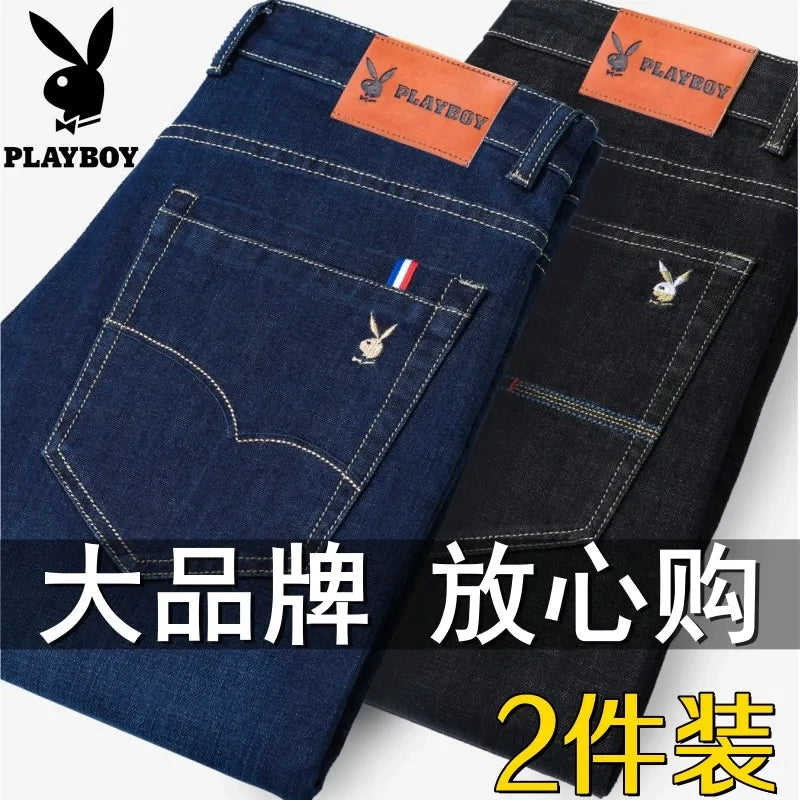 Importé - Playboy Lot 2x Pantalons Jean Stretch Homme Décontracté