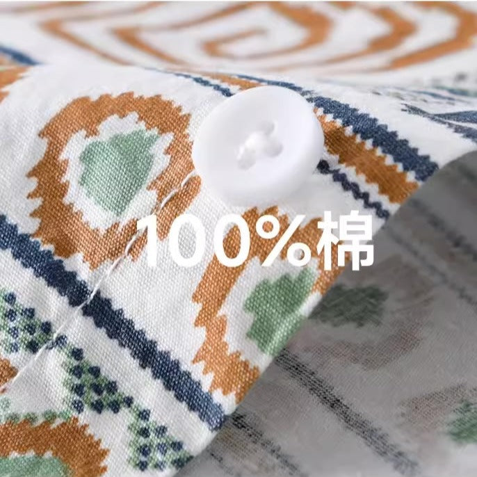 Importé - Chemise Homme Imprimée Motifs Ethniques 100% Coton