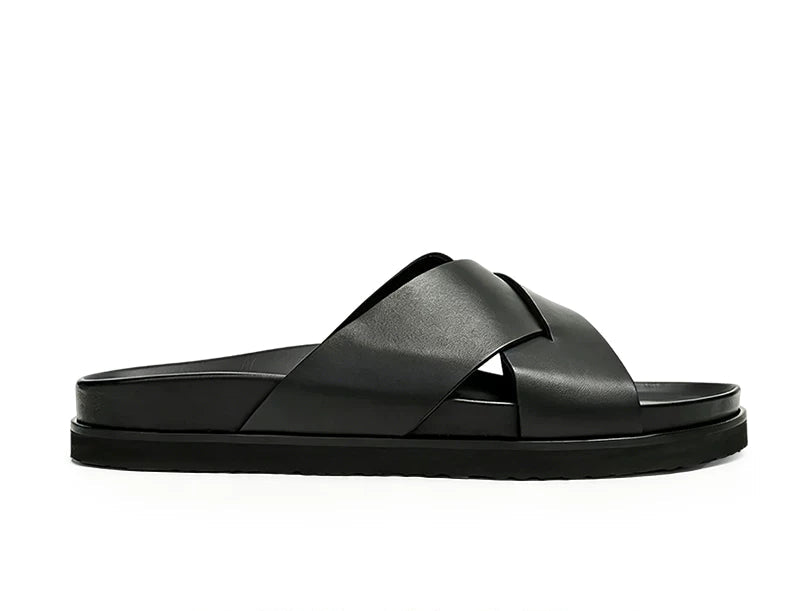 Importé - Sandale  100% Cuir  De Daim Homme Antidérapantes Et Confortable