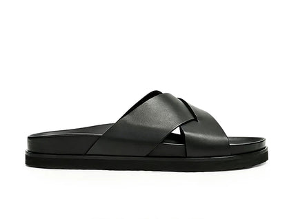 Importé - Sandale  100% Cuir  De Daim Homme Antidérapantes Et Confortable