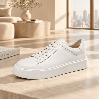 Baskets Plateforme Homme en Cuir Véritable Semelle Épaisse Style Casual