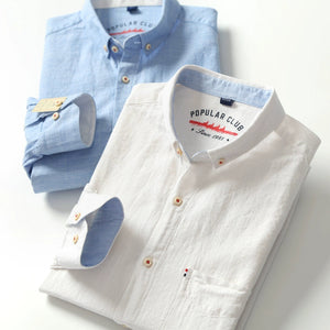 Importé - Chemise Homme 100% Coton Lin Manches Longues