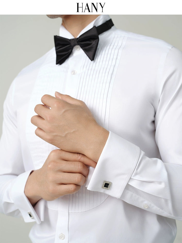 Importé - HANY Chemise Homme de Smoking Manches Longues