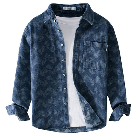 Importé - Chemise Homme Coton Lourd Texturé Manche Longue