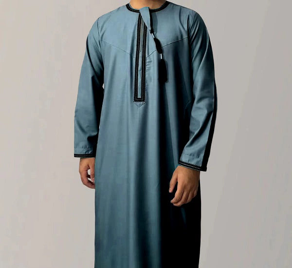 Importé - Boubou Homme Qamis Décontracté Manches Longues Avec fermeture éclair
