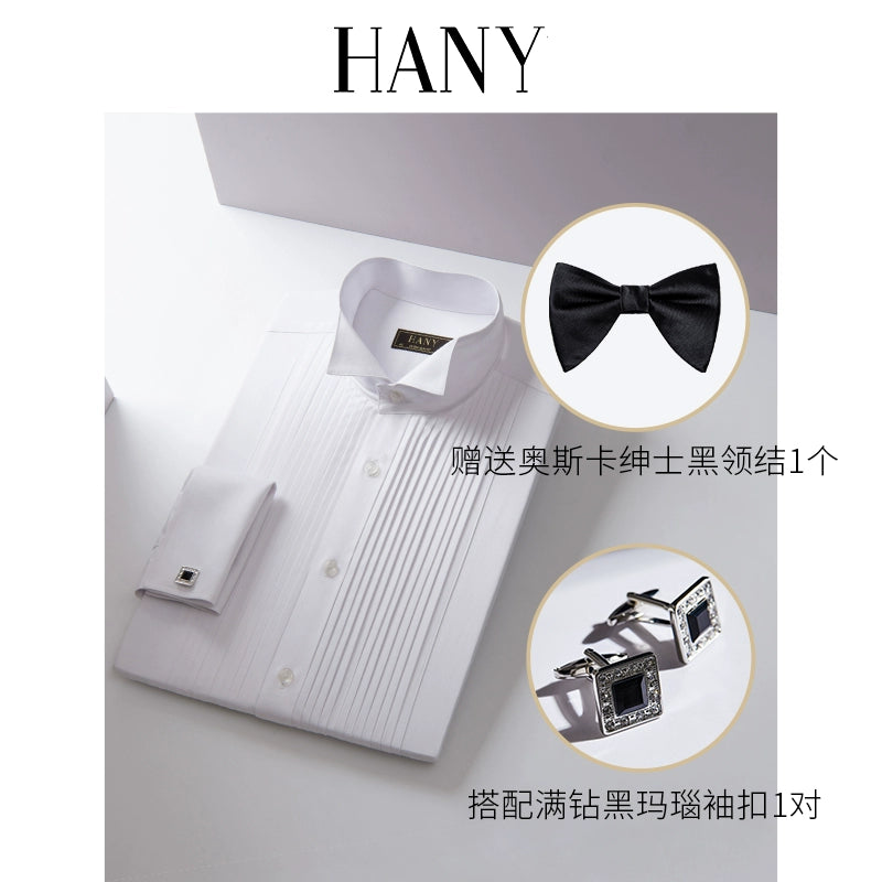 Importé - HANY Chemise Homme de Smoking Manches Longues