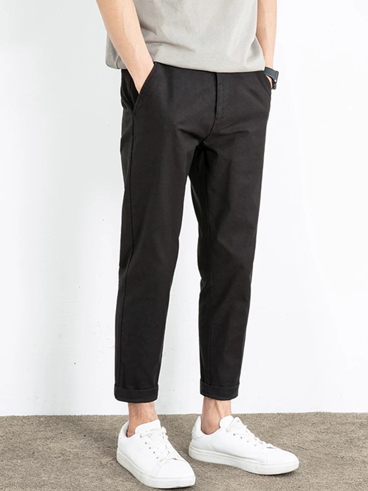 Importé - Pantalon Pur Coton Coupe Slim Homme Décontracté