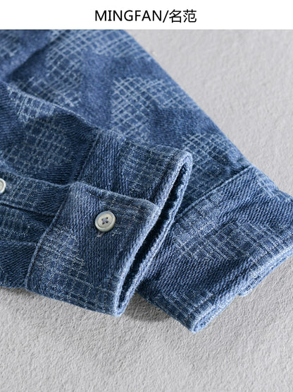 Importé - Chemise Homme Coton Lourd Texturé Manche Longue