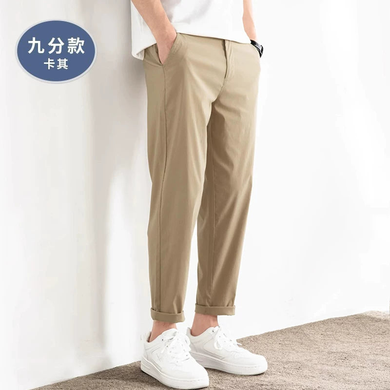 Importé - Pantalon Pur Coton Coupe Slim Homme Décontracté