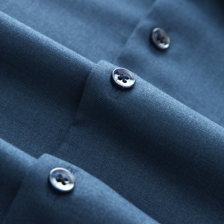 Importé - Chemise Homme Slim A Petit Col Manches Longues