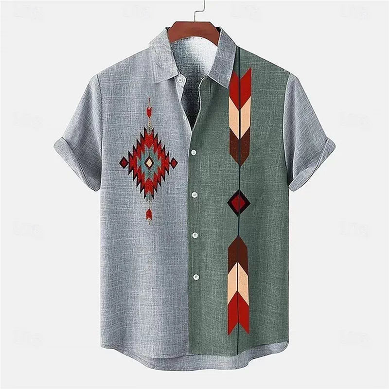 Importé - Chemise Homme Coton Lin Décontracté Manche Courte