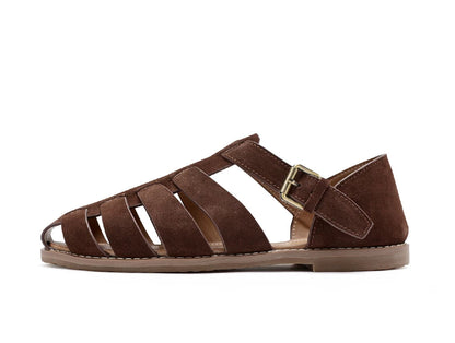 Importé - Chaussure Sandales A Lanières En Cuir Daim