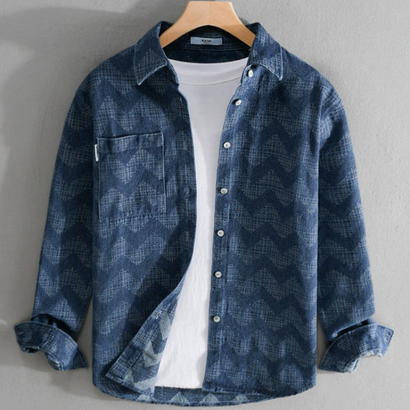 Importé - Chemise Homme Coton Lourd Texturé Manche Longue