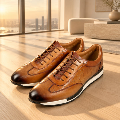 Chaussures Homme en Cuir de Vachette Faites Main Casual à Lacets Grandes Pointures