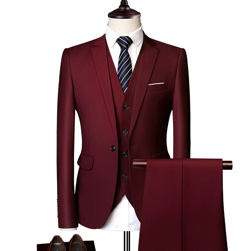 Importé - Ensemble Costume Homme Slim Style Britannique 3 Pièces