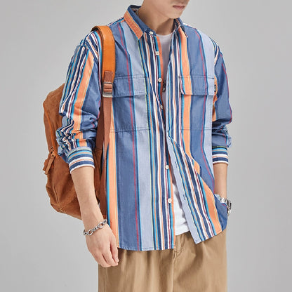 Importé - Chemise Ample Homme Tendance Manches Longues