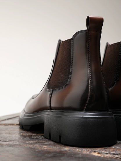 Importé - Chaussure Homme Bottines Britannique À Gaine En Cuir Mat