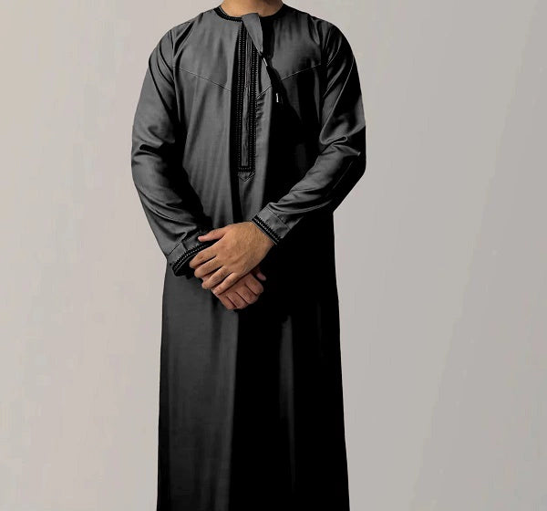 Importé - Boubou Homme Qamis Décontracté Manches Longues Avec fermeture éclair