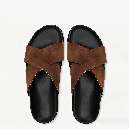 Importé - Sandale  100% Cuir  De Daim Homme Antidérapantes Et Confortable