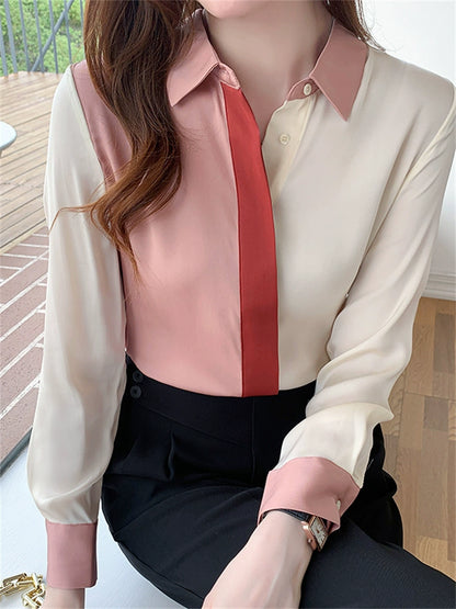 Importé - Chemisier Femme  Manches Longues Tendance En Mousseline De Soie