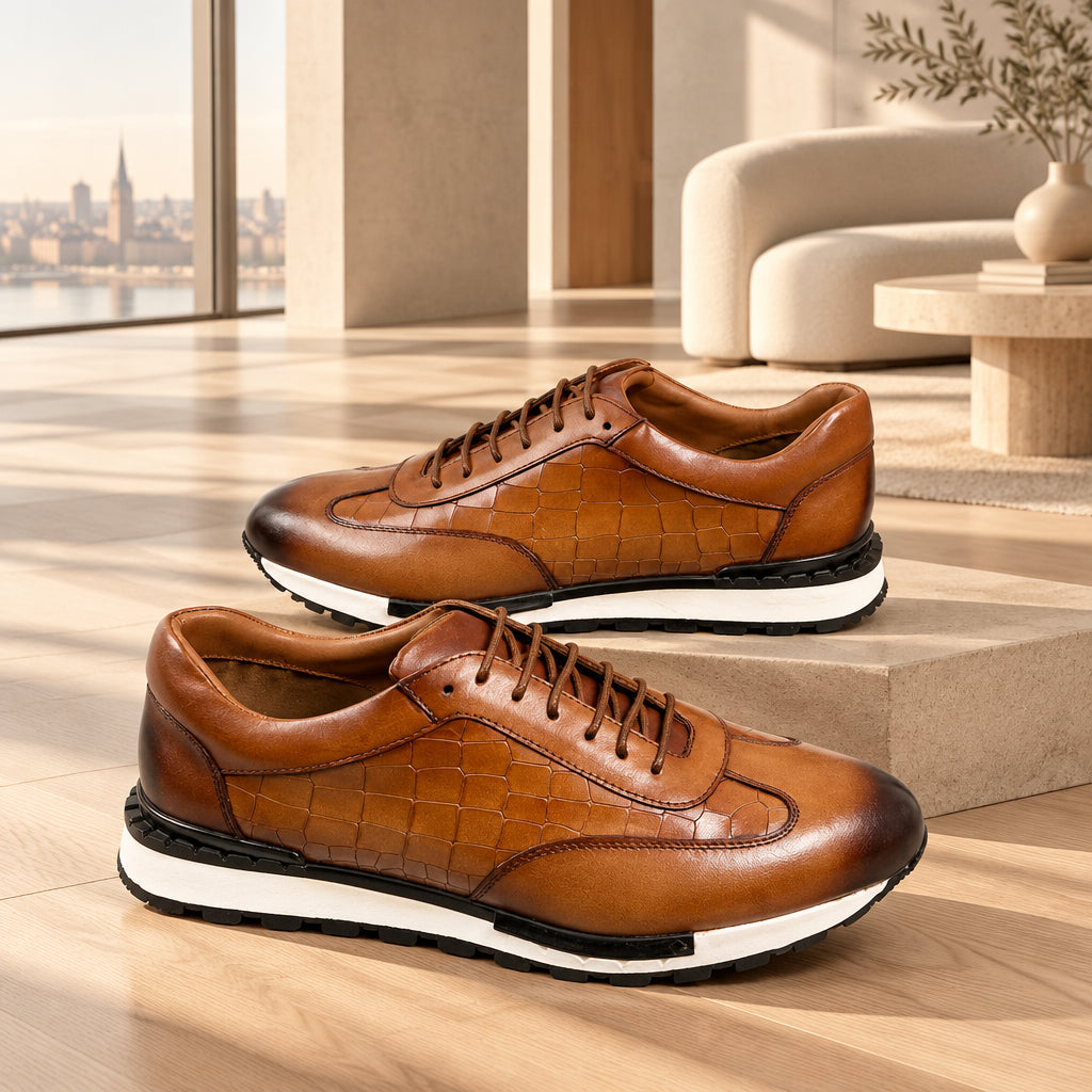 Chaussures Homme en Cuir de Vachette Faites Main Casual à Lacets Grandes Pointures