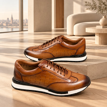 Chaussures Homme en Cuir de Vachette Faites Main Casual à Lacets Grandes Pointures