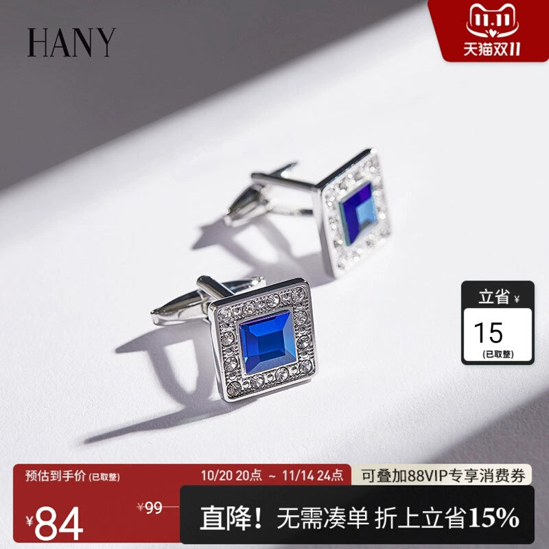 Importé - HANY  Boutons de Manchettes Homme - Saphir Classique