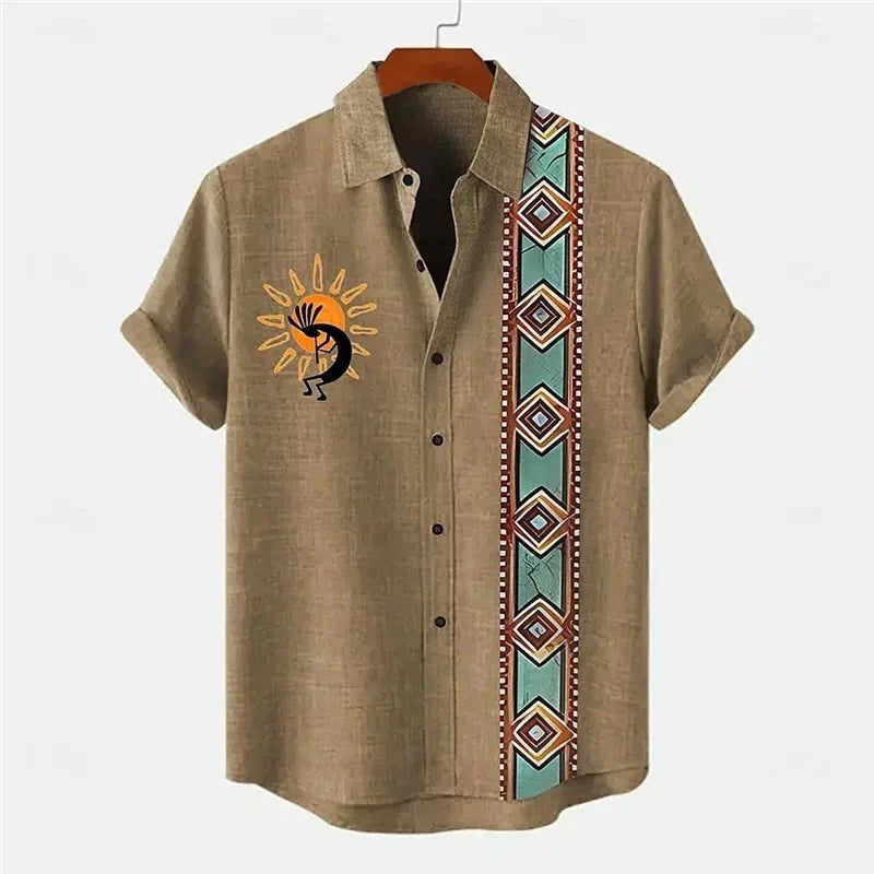 Importé - Chemise Homme Coton Lin Décontracté Manche Courte